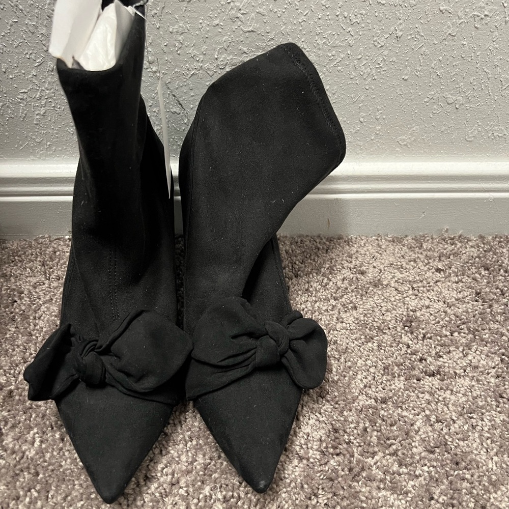 Black Bow Toe Booties
